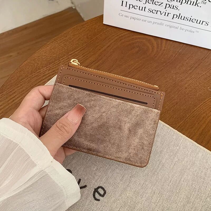 INF Nouveau portefeuille court pour femme Marron