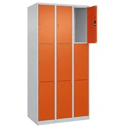 CP Schließfachschrank »Classic Plus Korpus lichtgrau« 3x3 Fächer orange, 90x185x50 cm