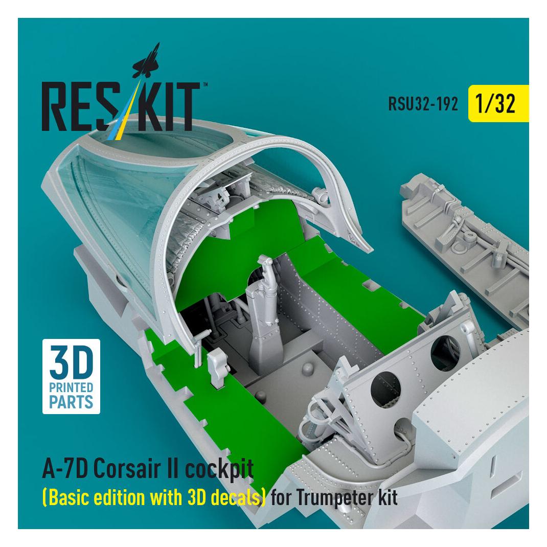 ResKit A-7D Corsair II cockpit (Basic edition with 3D decals) for Trumpeter kit (3D Printed) (RSU32-0192)