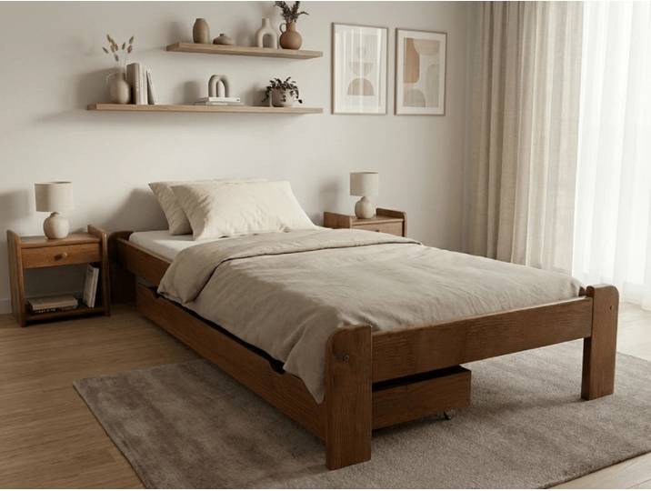Bett ADA 80 x 200 cm, Eiche Matratze: Matratze Deluxe 10 cm, Lattenrost: Mit Lamellenrost