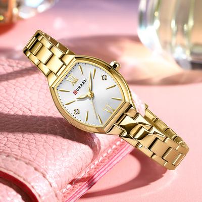 Youfap Market Women's Elastic Band Retro Quartz Watch, Fashionable Barrel Shaped Elegant Design golden