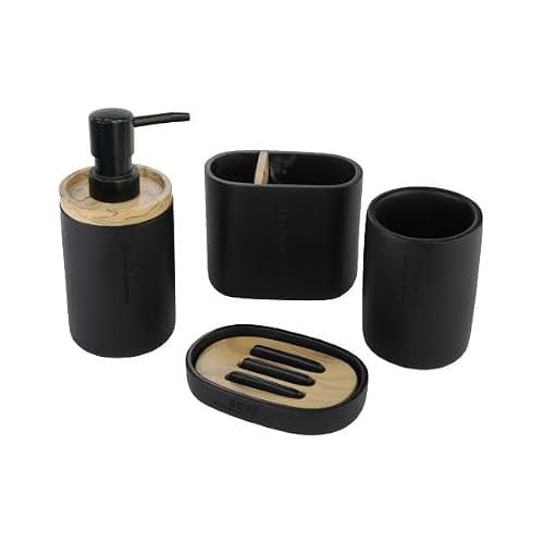 Decopatent Luxe 4-delige Badkamer en Toilet Accessoires Set - Zwart