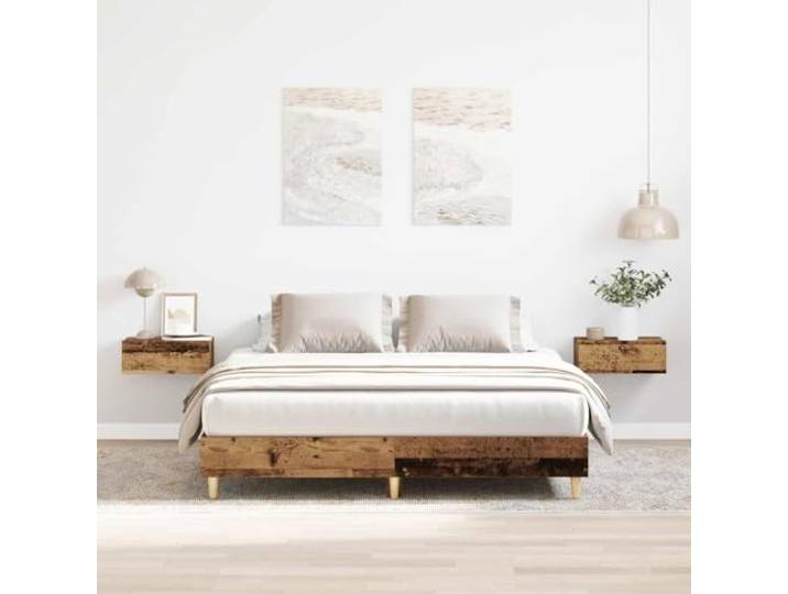 YUTAASU Bettgestell ohne Matratze Altholz-Optik 140x200cm Holzwerkstoff Stabiler Lattenrost inklusive, feuchtigkeitsresistent, langlebige Konstruktion, für Schlafzimmer
