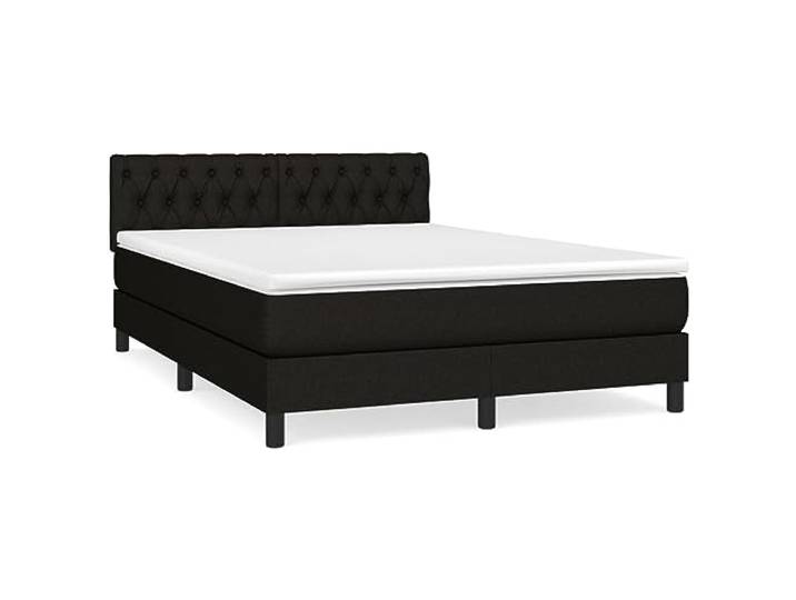 PUGYNBK Boxspringbett, 140 x 190 cm, Schwarz, mit Matratze Verstellbares Kopfteil, Taschenfederkerne, mittlere Festigkeit, atmungsaktives Gewebe