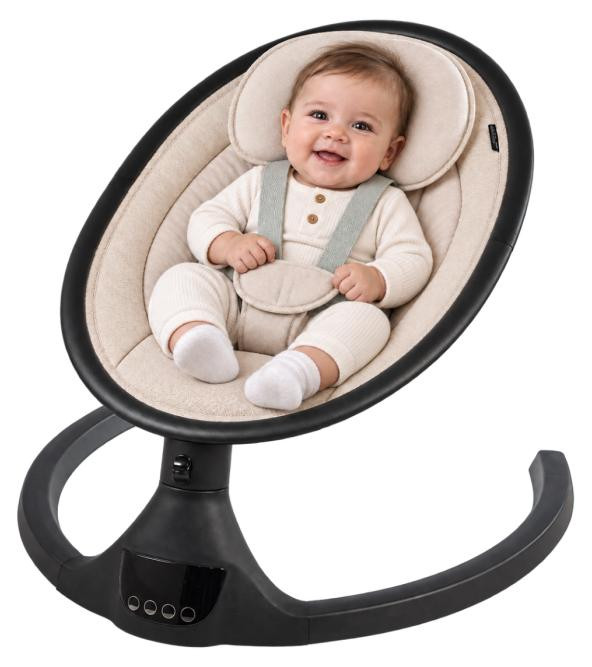 Interchild Born Lucky Elektrische Babywipper Rocco Dune – Babyschommel met Bluetooth, melodieën en speelboog