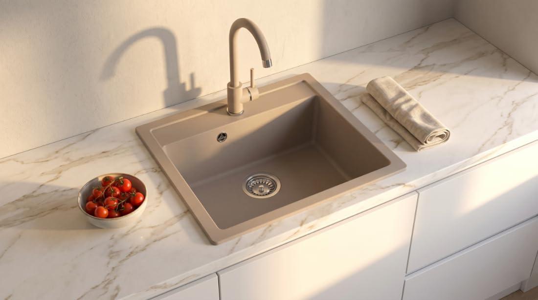 Einbecken Granitspüle DIGIT 56x51x21cm Beige