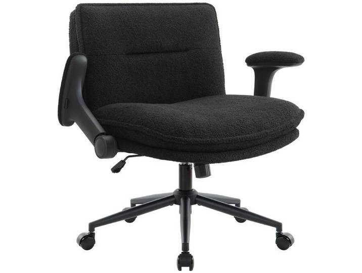 IWMH Chaise de Bureau avec Accoudoirs Pliables Fauteil de Salon avec Roulettes Réglable en Hauteur Chaise Pivotante -Noir
