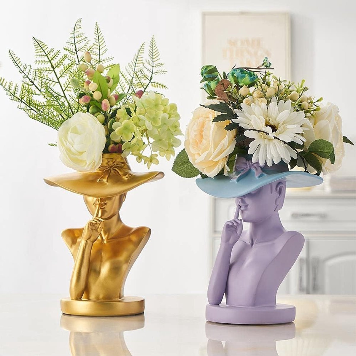 Abstract Beeld Paars - Uniek Design Hars Decoratie voor op de Tafel