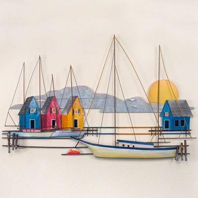 T.i./New Metal Design Island Harbor Metal Wall Sculpture Blue , Blue