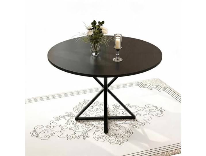 CherishCradle Runder Esstisch 120 cm Holz, Küchentisch 4-6 Personen Runder Esstisch Ø120 cm für 4-6 Personen, Metallgestell, 76 cm hoch, pflegeleichte Holzoptik, schnelle Montage.