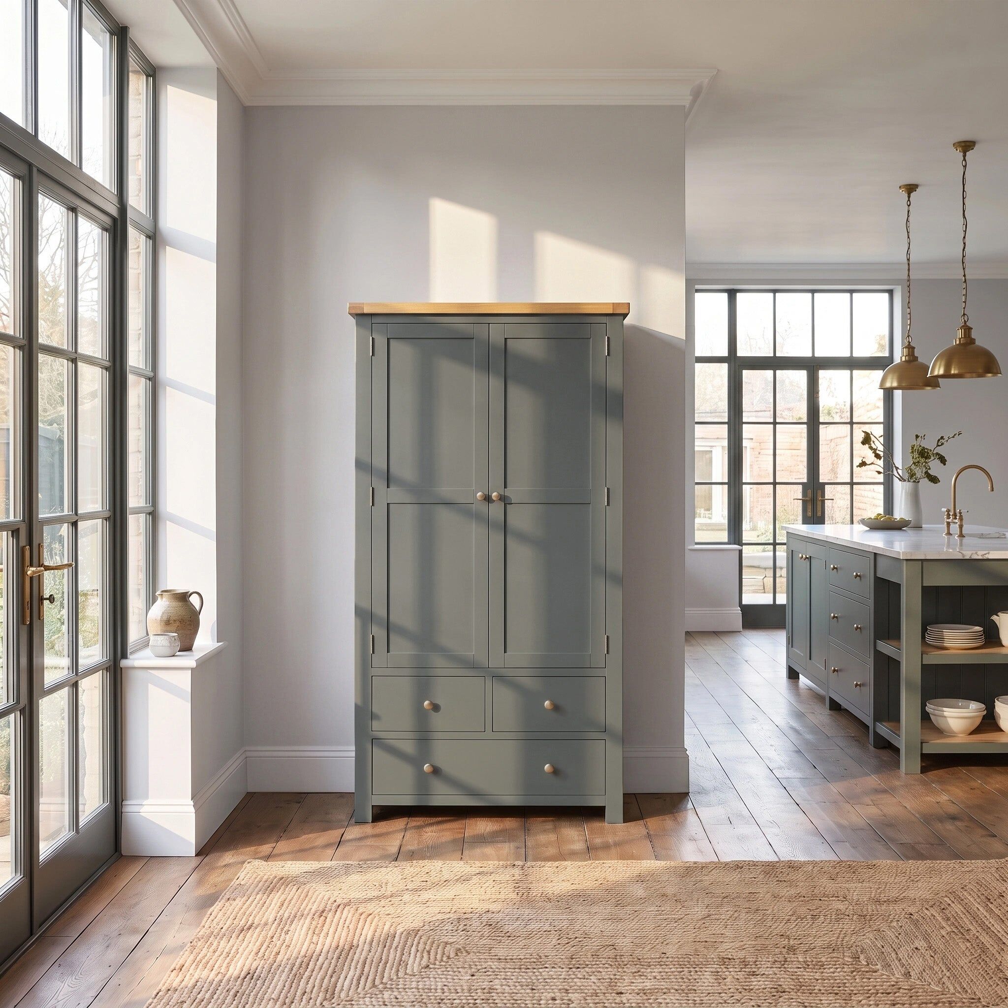 Burford Double Larder Unit in Forest Green