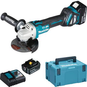 Makita Winkelschleifer DGA513RTJ, 125mm, 18V / 5,0Ah, mit 2 Akkus und Koffer
