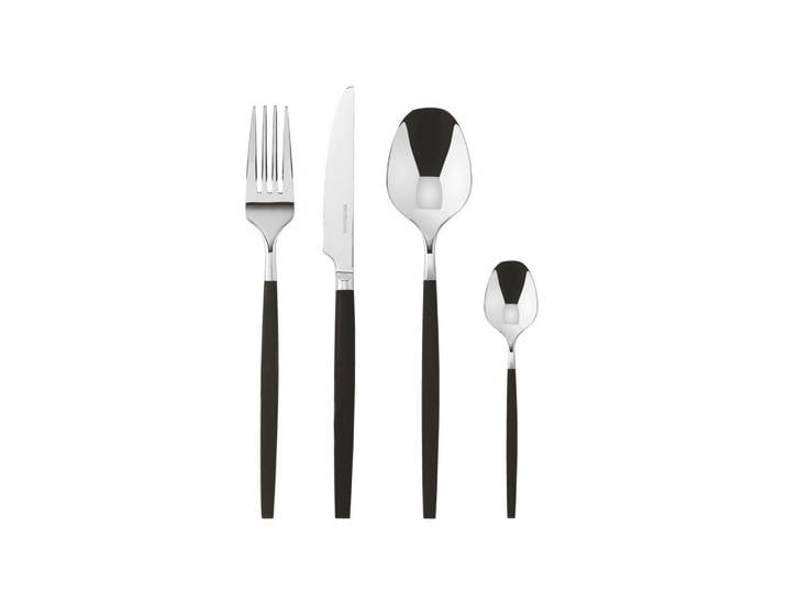 Sambonet Besteckset Siro - Edelst./schw.Griff, Schwarz, Metall, 24-teilig, 32.8x4.7x29.7 cm, Besteck, Besteck-Sets