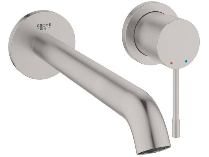 GROHE Essence New Wandgemonteerde Inbouw Wastafelkraan - afbouwdeel - zonder inbouwdeel - lange uitloop - supersteel - Waterbesparend