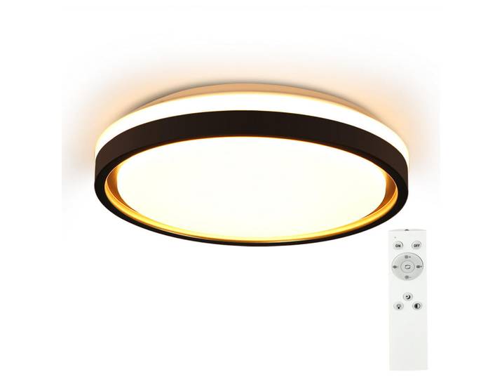 Nettlife Led-Deckenleuchte Daniel 30/30/6 cm, Schwarz, Kunststoff, Rund, LED integrated, 30x6x30 cm, Lampen & Leuchten, LED Beleuchtung, LED-Deckenleuchten