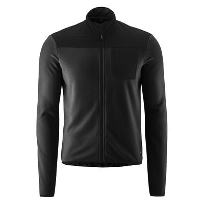 Radtrikot GONSO "Adventure Jersey Fleece M", Herren, Gr. XXL, schwarz, 100% Polyester, hoch geschlossener Ausschnitt, Trikots, Herren Fahrradtrikot langarm, weiches Fleece-Material, Full-Zip Trikot