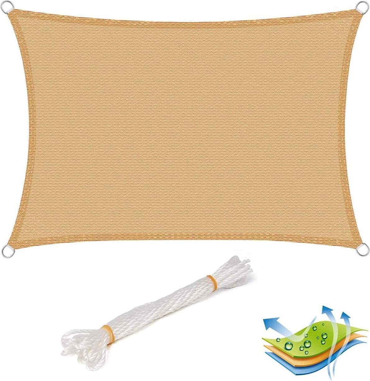Famanu zonnescherm met UV-bescherming, beige, 4m x 6m