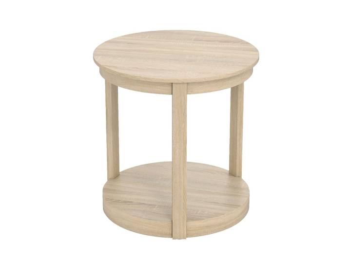 Table basse ronde en bois à 2 niveaux beige