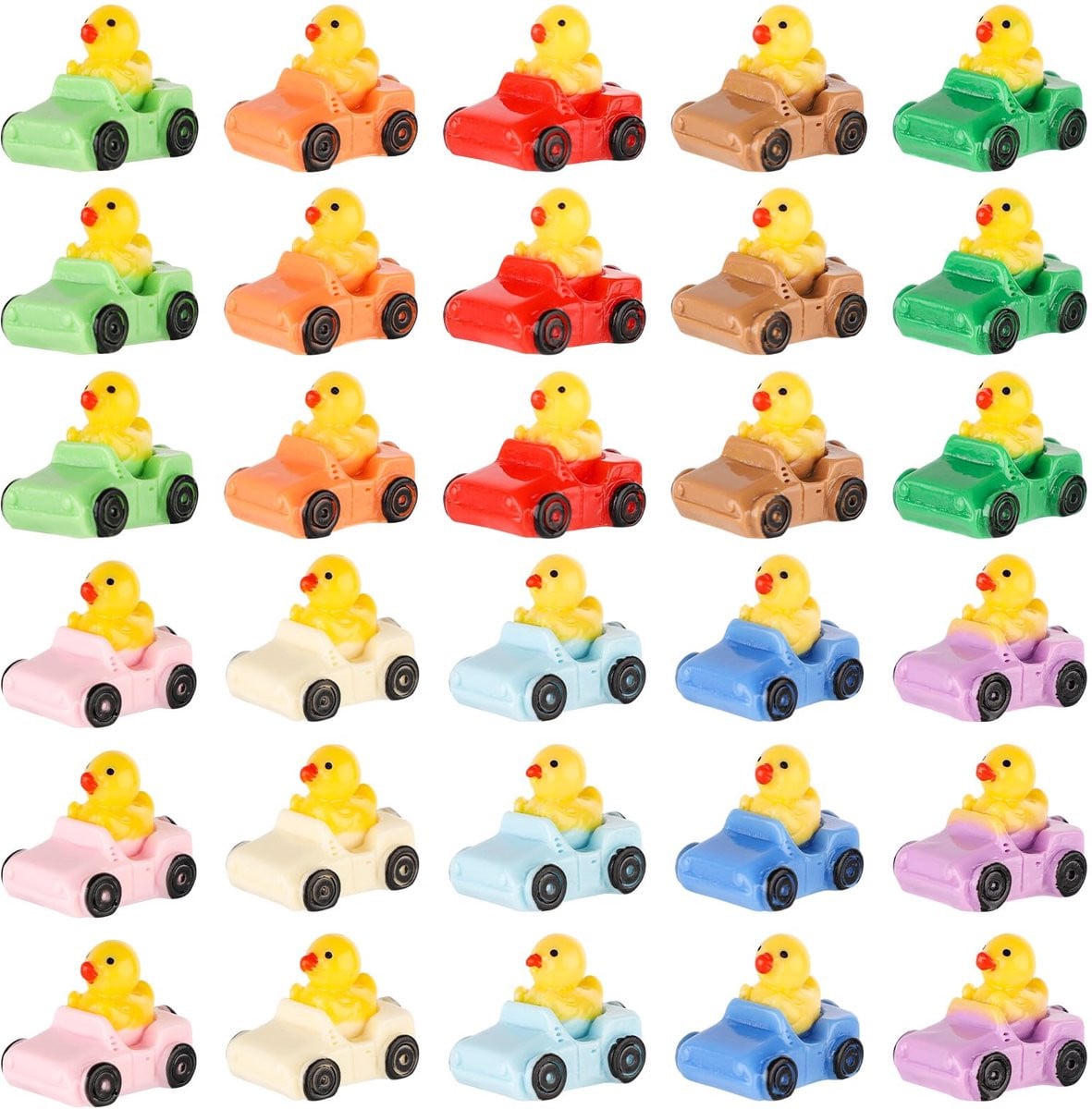 30 stuks Mini Hars Eenden in 10 Kleuren - Schattige Miniatuur Eendenfiguren voor Decoratie