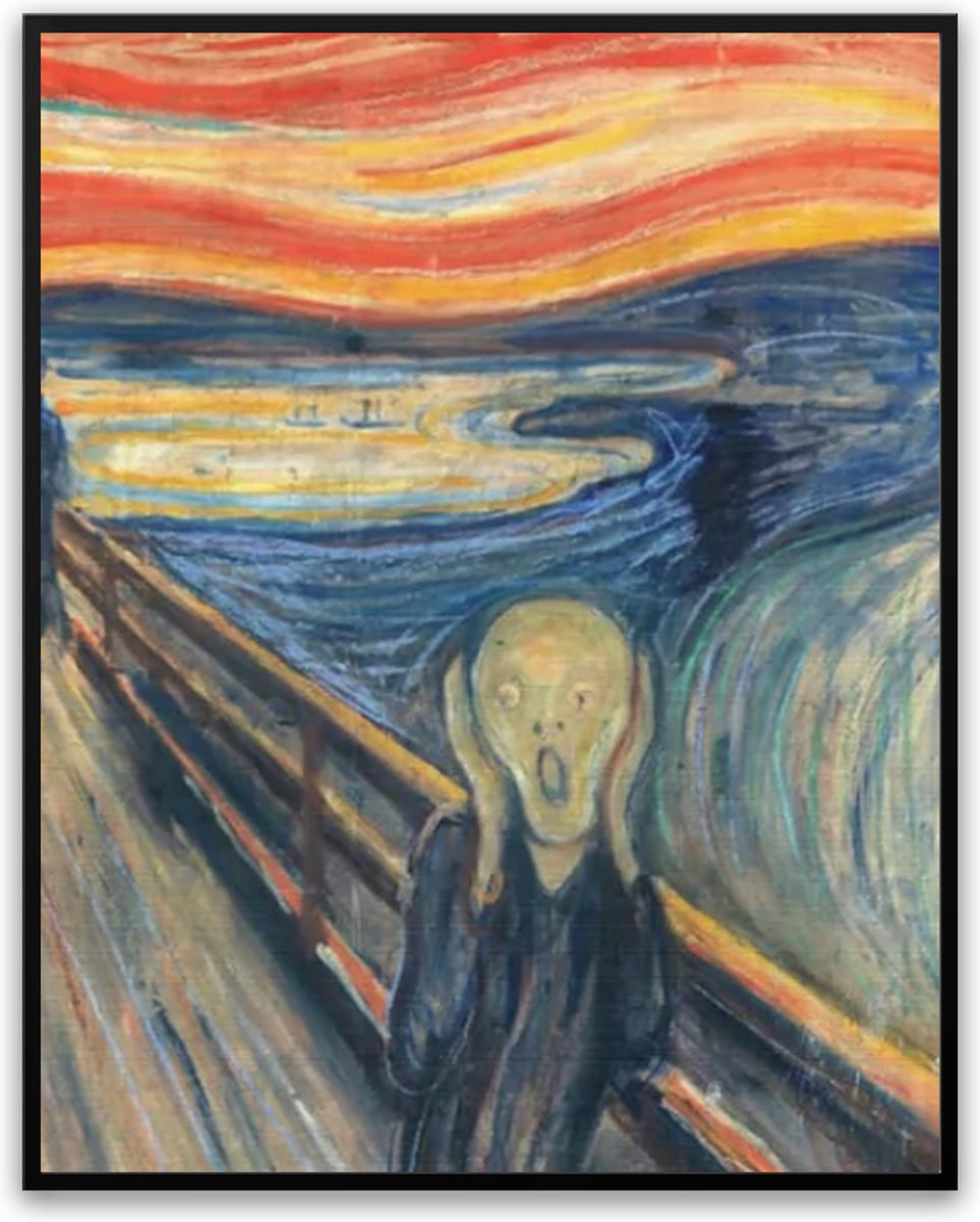 Edvard Munch De Schreeuw poster met fotolijst en glas, 30 x 40 cm