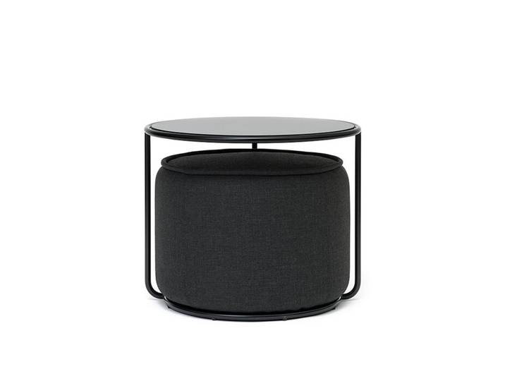 Softline Ablagetisch mit Hocker Tom schwarz, Designer Sascha Sartory, 37 cm