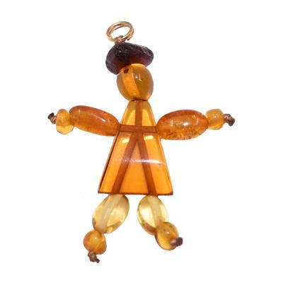 Kettenanhänger FIRETTI "Schmuck Geschenk Halsschmuck Anhänger für Halskette Bernstein Puppe", orange (gelbgoldfarben, gelb, braun, gelb, braun), Schmuckanhänger, Damen, Messing, 15 g, Kettenanhänger, Made in Germany - mit Bernstein