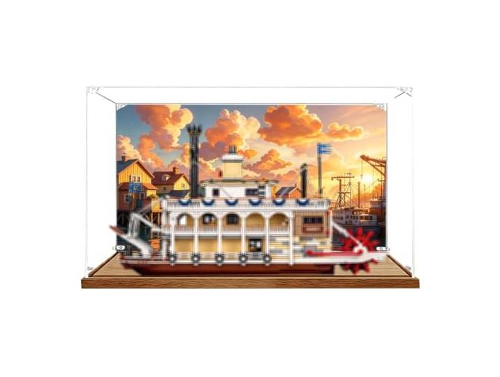 Vitrine kompatibel mit Le-go 21356 Dampfschiff-Sets (B) Staubdichte Vitrine Box, Heimaufbewahrung, kompatibel mit Le-go 21356 Dampfschiff (nur Box)