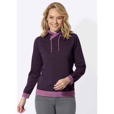 Strickpullover CLASSIC BASICS "Langarm-Pullover", Damen, Gr. 38, lila (aubergine, violett), 100% Baumwolle, gemustert, mehrfarbig, Pullover Strickpullover