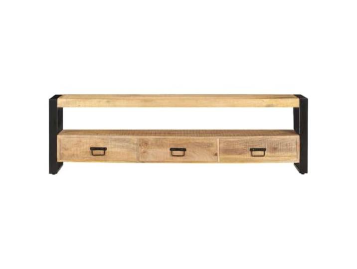 GKHPYURE TV-Schrank 150 x 30 x 45 cm Mango Massivholz 3 Schubladen, 1 Fach, pulverbeschichteter Stahlrahmen, poliert, bemalt und lackiert, handwerkliches Design