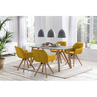Essgruppe SALESFEVER "Växjö - Elegant gestaltete Sitzgruppe", gelb, Sitzmöbel-Sets, Essgruppe, bestehend aus 4 modernen Polsterstühlen und einem 180 cm breiten Tisch