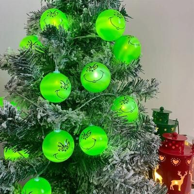 Uplift Essentials Halloween & Holiday Funny Green Ball String Lights usb Type