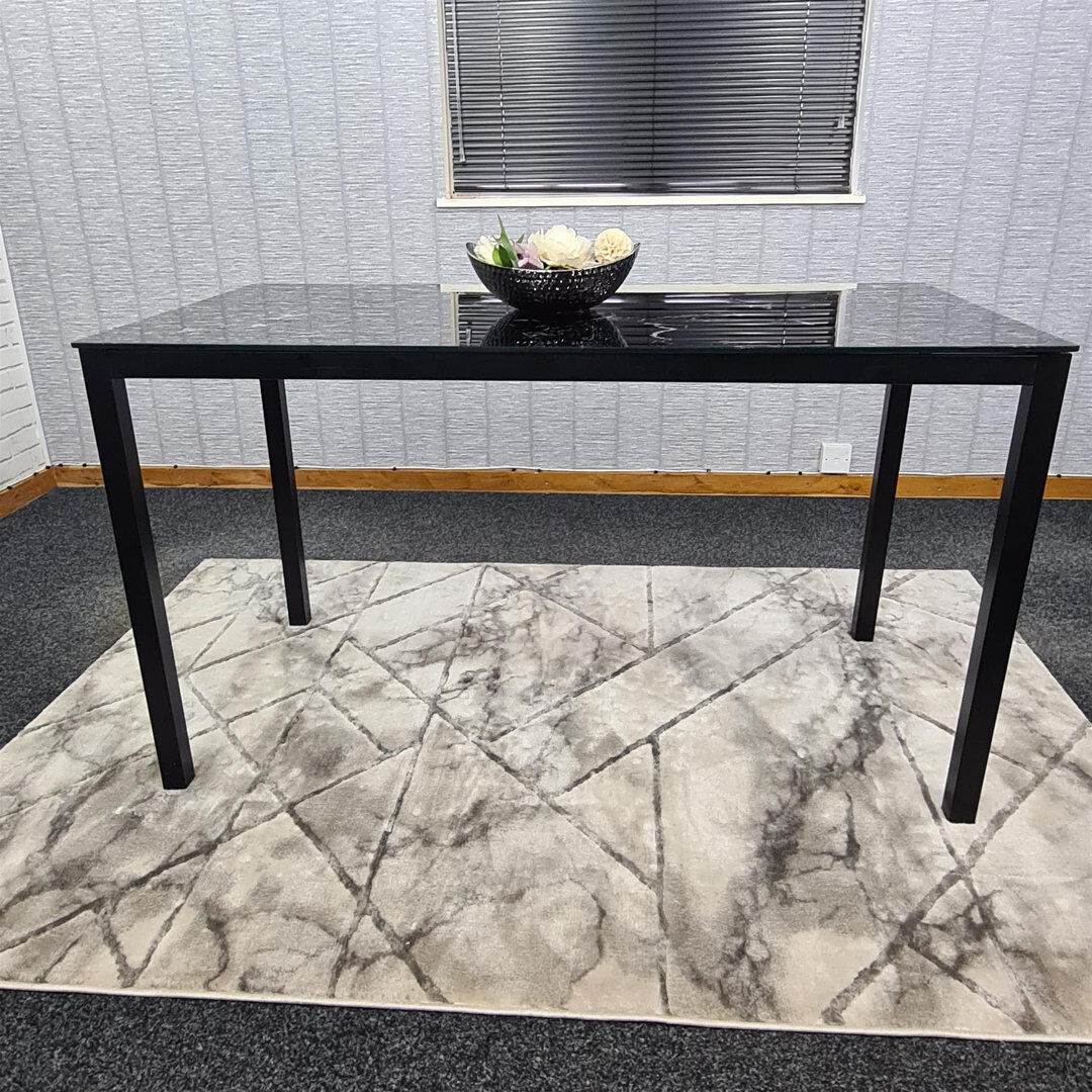 Metro Black Glass Dining Table Only Black