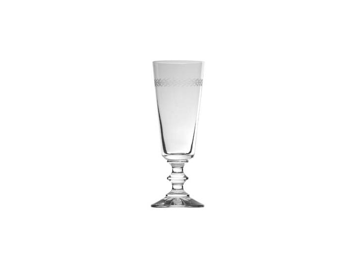 Flûte à champagne en verre transparent, laurier gravé - Chehoma,