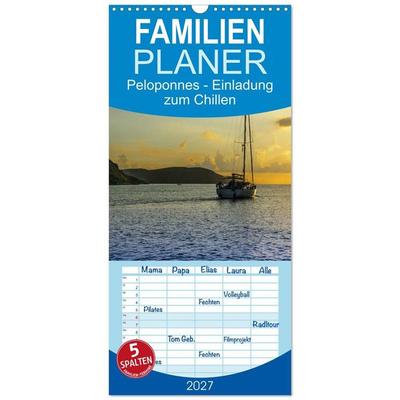 Familienplaner 2027 - Peloponnes - Einladung zum Chillen mit 5 Spalten (Wandkalender, 21 x 45 cm) CALVENDO