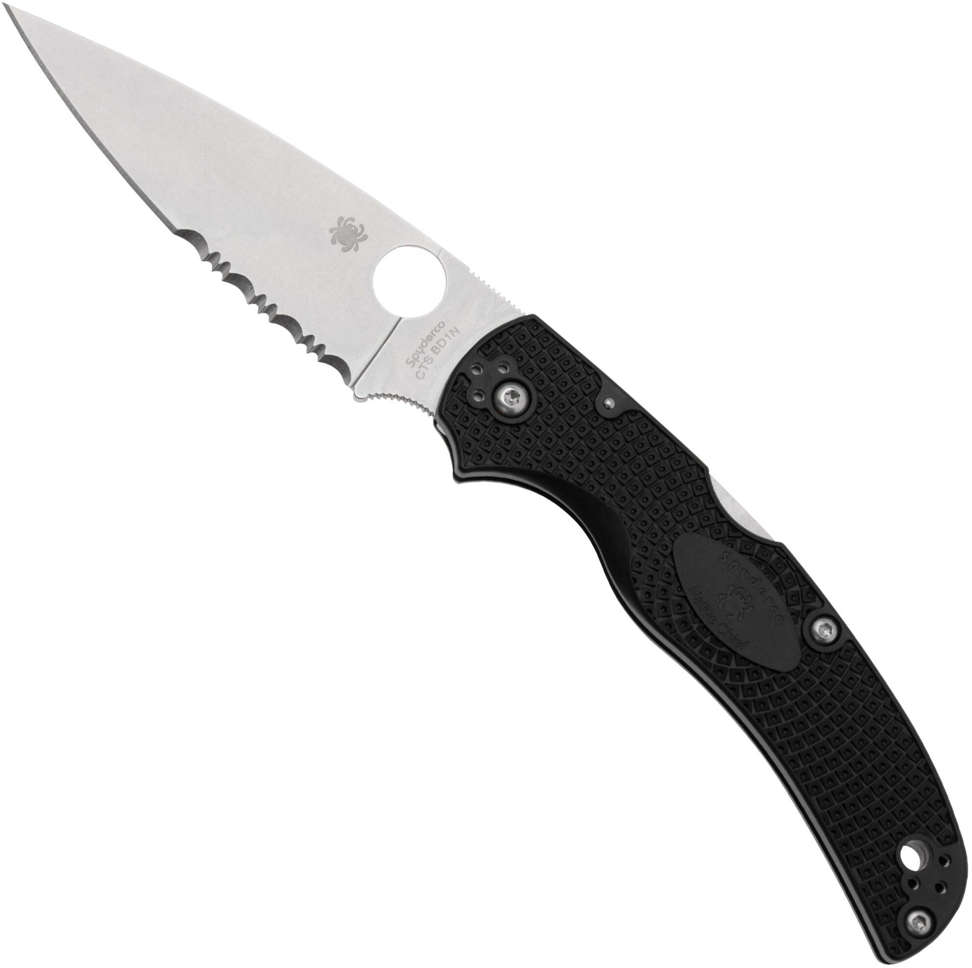 Spyderco Native Chief Lightweight C244PSBK, coltello da tasca parzialmente seghettato