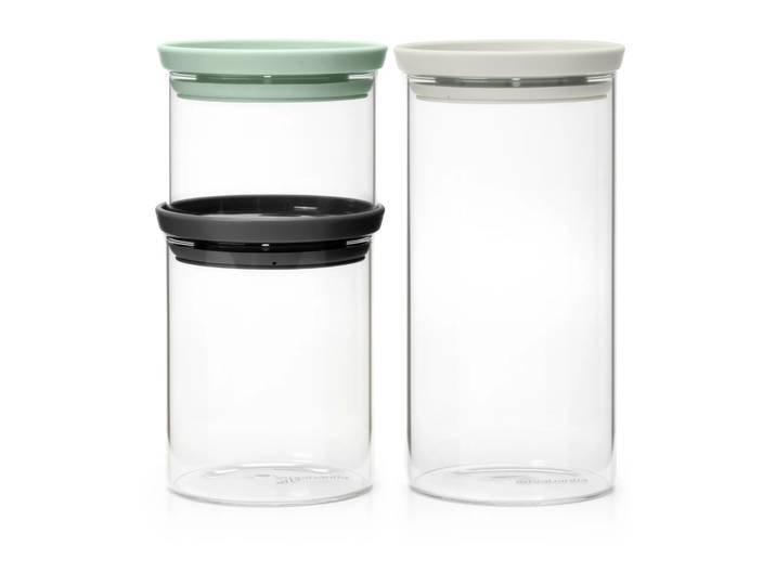 Brabantia Bocaux en verre Brabantia lot de 3 Noir-gris-vert