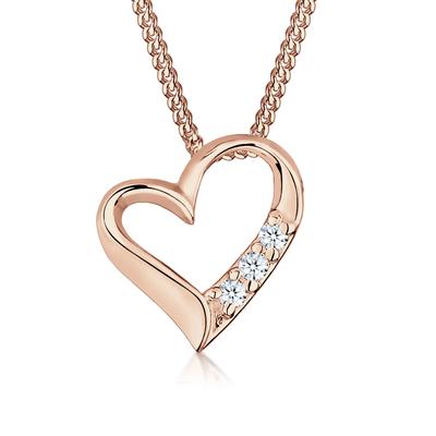 Silberkette ELLI DIAMONDS "Halskette Herz Liebe Diamant (0.06 ct.) 925 Silber" Gr. 45, rosa (rosegold), Halsketten, Damen, Silber 925 (Sterlingsilber), Silberkette