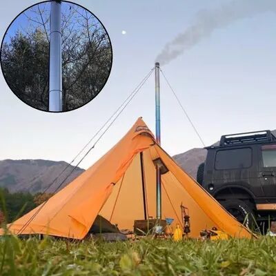 Inspire Daily Merch Portable Titanium Chimney Pipe Kit For Tent Stove Durable Camping Wood Stove Pipe System Portable Titanium Chimney Pipe Kit For Tent Stove Durable Camping Wood Stove Pipe System