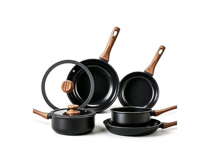 FANNOU Topf-Set Aluminium, (17-tlg), fünf Töpfe, zwei Deckel und Griffe inklusive