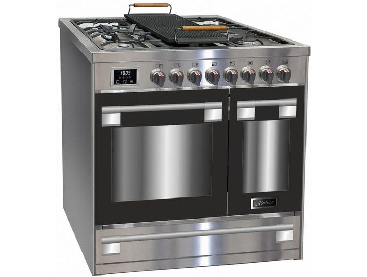 Kaiser Küchengeräte Gas-Standherd HGE 93201 R+5 Jahres Garantie, mit 1-fach-Teleskopauszug, Gas Elektro Standherd 90 cm, Selbstreinigung, Multi 8 Multifunktions+4
