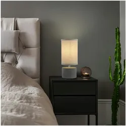 HOME DELUXE Kleine Tischlampe in Betonoptik - Grau