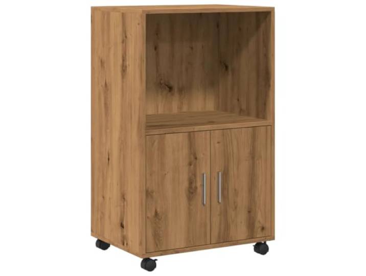 Helloshop26 Multifunktionaler Rollschrank 55 x 40 x 91 cm großer Stauraum Design Eiche Handwerk 02_0049859