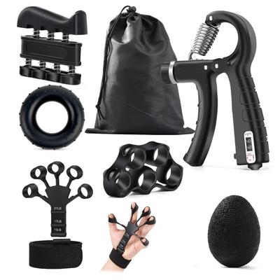 Grip Strength Trainer Kit For Hand Exercise Muscle Building And Injury Recovery Training 6 Pcs Set black