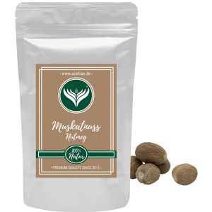 Azafran Muskatnuss Premium, im wiederverschließbaren Beutel, aus Indonesien, ganze Muskatnüsse in 80/85 Qualität, 10 Stück