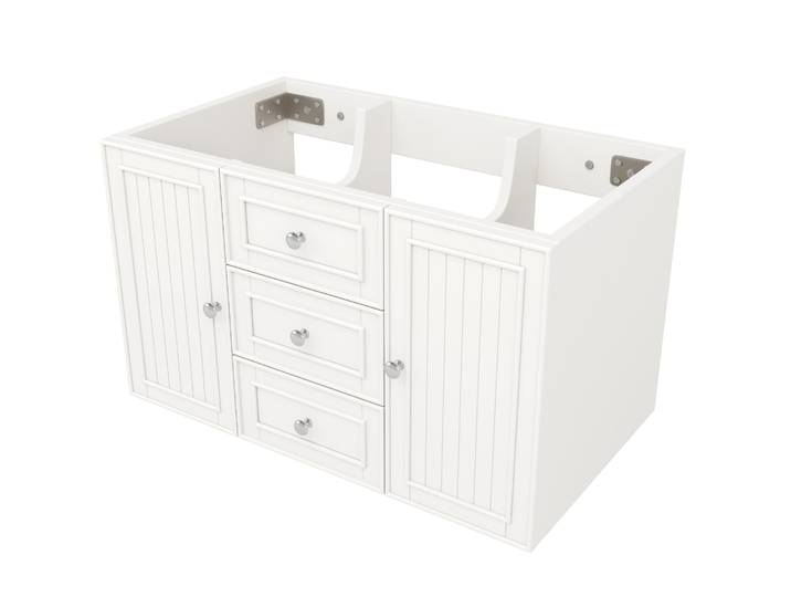 Meuble Sous Lavabo Suspendu Avec 3 Tiroirs\, Plan Vasque Céramique Blanc 78\,5x46x46\,8 Cm
