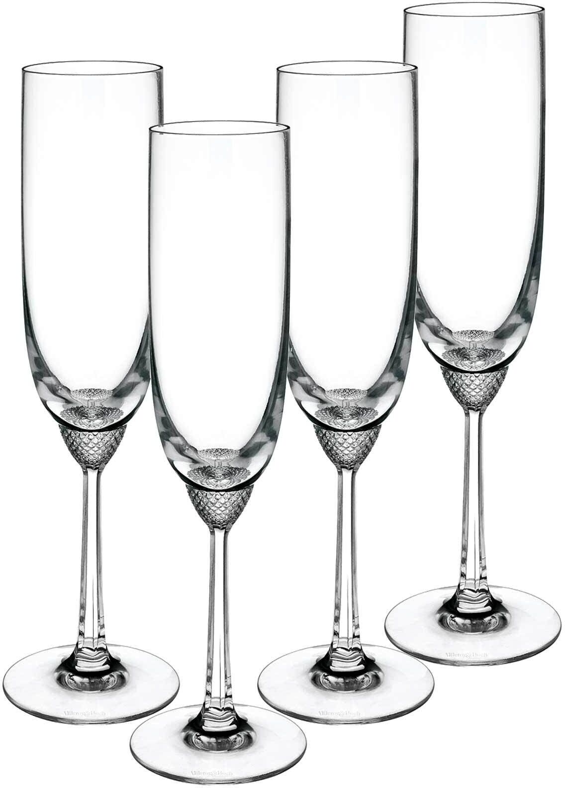 Champagnerglas VILLEROY & BOCH "Champagnergläser Octavie 160 ml 4er Set transparent", bunt (transparent), Glas, Trinkgefäße, Champagnerglas