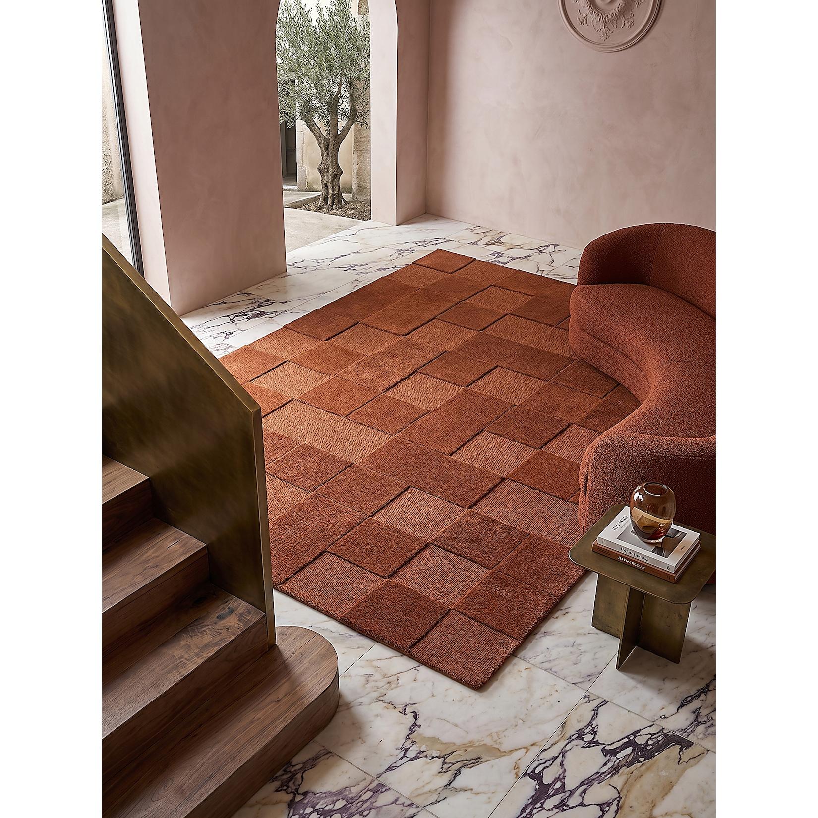 Wollteppich kariert Terrakotta 120 x 170 cm - DEBEN Kadima Design