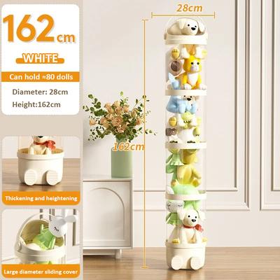 Doll Storage Box For Toys Organization, Plush Toy Storage Tube, Transparent Plastic Stuffed Storage Barrel Organizer white