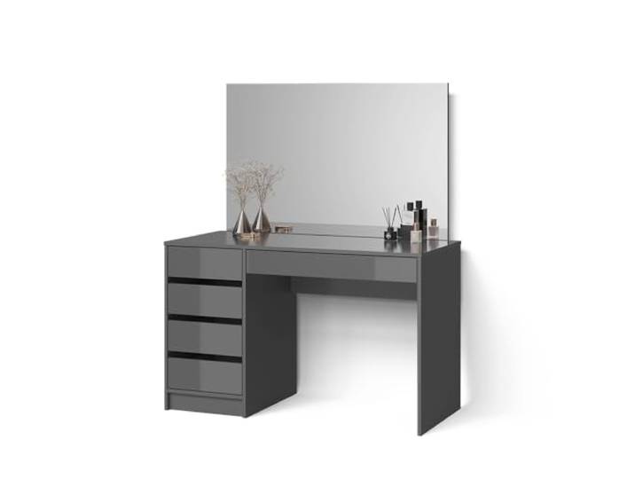 Livinity Schminktisch Imola, Anthrazit 120 cm Spiegel · 5 Schubladen · Freistehend · Grifflose Optik · Geräumige Tischplatte