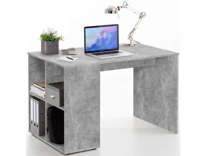Schreibtisch FMD Gent , grau (betonfarben), B:117cm H:75cm T:73cm, Tische, Schreibtisch, mit 4 seitlichen Fächern